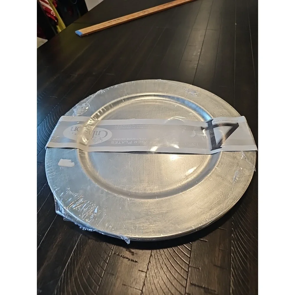 Gibson 13 Charger Platinum Gloss Decorative Plates 4 Pack